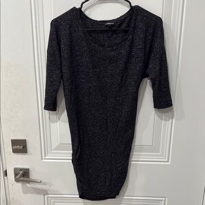 Express Gray Midi Bodycon Dress Scoop Neck